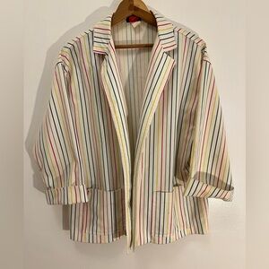 VINTAGE Par Four Striped Sportswear Pin Stripped Rainbow Blazer Pockets XL